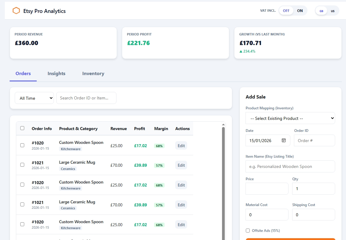 Etsy Sales Tracker & Automated Fee Calculator preview